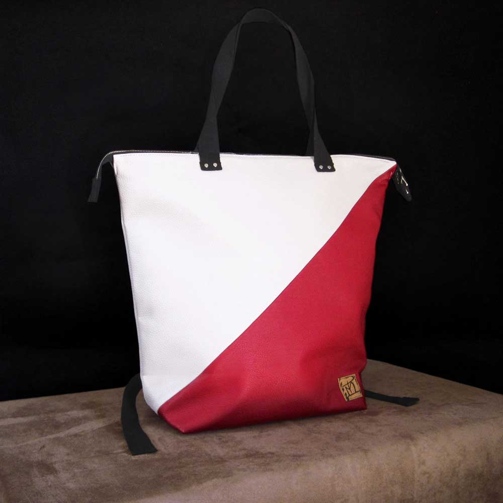borsa zaino Urbis in palette colore bianco-rosso